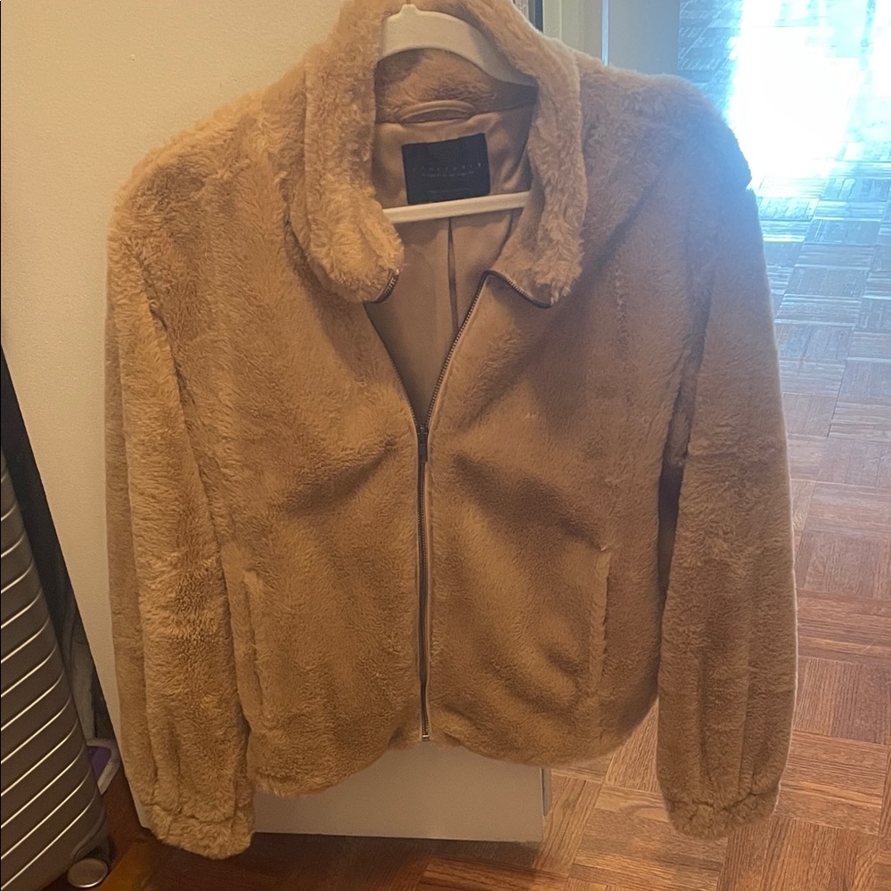 Women's Tan Faux Fur Jacket